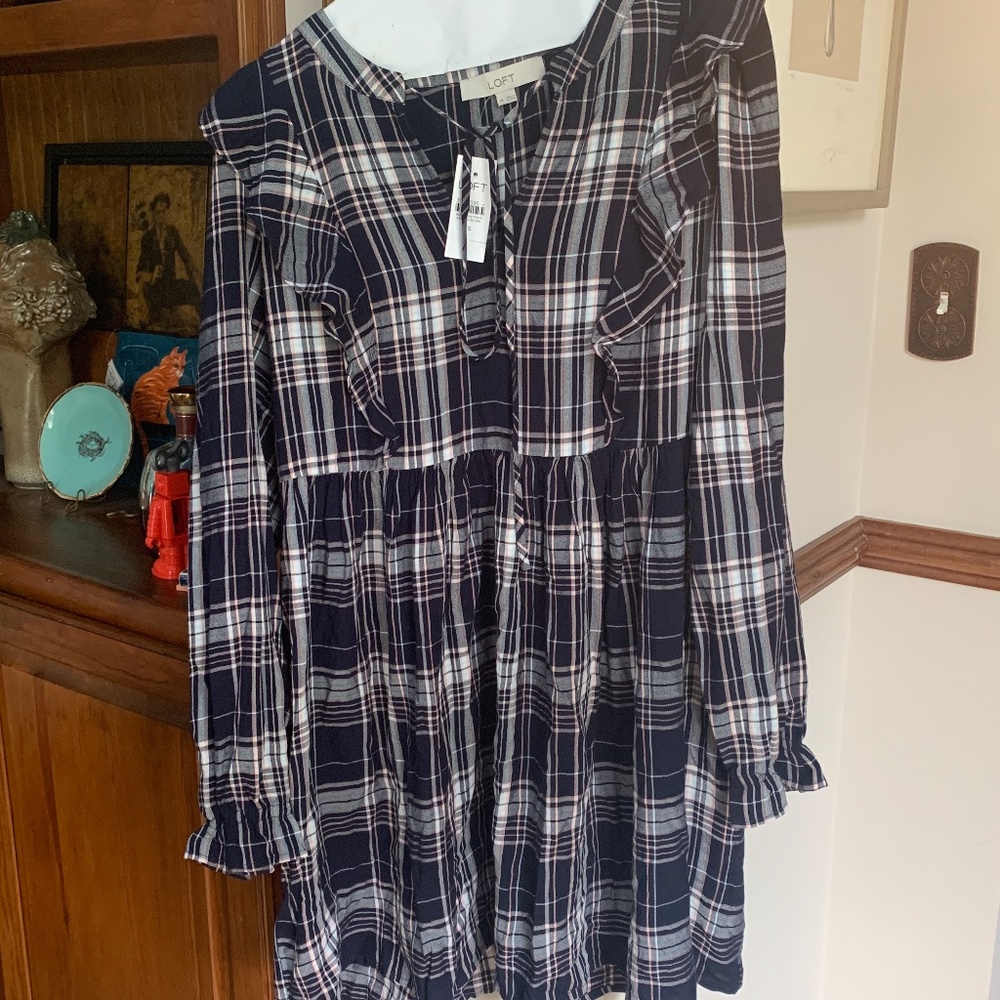 Loft flannel look dress .‎ NWT. Retail 90